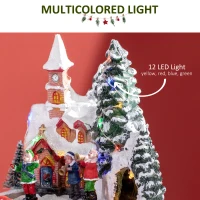 HOMCOM Desktop Christmas Decoration, Christmas Village Houses with Rotating Train, Battery Operated, Multicolored(m-5)