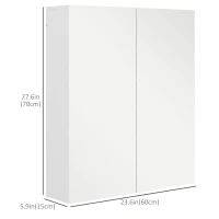 kleankin Wall Mounted Mirror Cabinet, Bathroom Medicine Cabinet with Mirror, 2 Doors, Adjustable Shelf and Soft Close Mechanism(m-3)