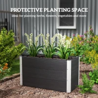 Outsunny 3' x 2' x 2' Raised Garden Bed, Wood Plastic Planter Box for Flowers, Vegetable, Herb, Grey(m-5)