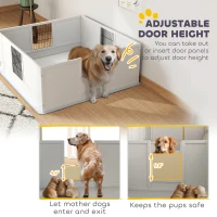 PawHut Dog Whelping Box with Washable Pee Pad, Adjustable Height Door, for Large Breed Dogs, 49" x 47" x 19"(m-4)