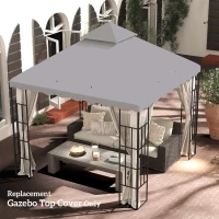 Outsunny 10' x 10' Gazebo Replacement Canopy Cover, 2 Tier Gazebo Roof Replacement TOP ONLY, Light Grey(m-8)