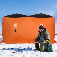 Outsunny 8-Person Pop-up Ice Fishing Shelter, Portable Ice Fishing Tent with Ventilation Windows and Carrying Bag, for Low-Temp -22℉(m-1)