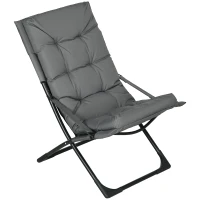 Outsunny Outdoor Folding Lawn Chair, Foldable Chair with Cushion, Armrest and Steel Frame for Poolside, Deck, Backyard(m-2)