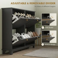 HOMCOM Modern Shoe Storage Cabinet, Narrow Shoe Cabinet with 4 Flip Drawers, Adjustable Shelves, 5 Legs for Entryway, Black(m-5)