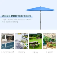 Outsunny 6.5x10ft Patio Umbrella, Rectangle Market Umbrella with Aluminum Frame and Crank Handle, Garden Parasol Outdoor Sunshade Canopy, Blue(m-7)