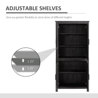 HOMCOM 64" 4-Door Kitchen Pantry, Freestanding Storage Cabinet with 3 Adjustable Shelves for Kitchen, Gray(m-5)