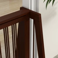 PawHut 28"-75" Freestanding Wooden Pet Gate with Support Feet & Non-Slip Mats for Indoor, Stairway, Doorway, Brown(m-8)