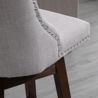 HOMCOM 28" Swivel Bar Height Bar Stools Set of 2, Armless PU Leather Upholstered Barstools Chairs with Nailhead Trim and Wood Legs, Light Grey(m-9)