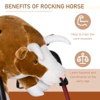 Qaba Kids Spring Rocking Horse Rodeo Bull Style with Realistic Sounds for Children over 3 Years Old(m-6)