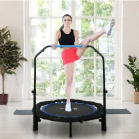 Soozier 40" Foldable Mini Fitness Trampoline, with Adjustable Foam Handle, Blue(m-8)