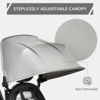 Qaba Tricycle for Toddler 4 in 1 Kids Trike with Reversible Adjustable Seat, Baby Push Bike with Removable Handle, Canopy, Belt Storage Brake Clutch for 1-5 Years, Grey(m-5)