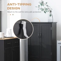 HOMCOM 48" 4-Door Storage Cabinet Multi-Storey Large Space Pantry with Adjustable Shelves Black(m-7)