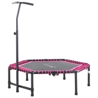 Soozier 48" Adult Hexagon Rebounder Trampoline Fitness Bungee Jumping Cardio Trainer Outdoor Bouncer Jumper Adjustable Bar Pink(m-2)
