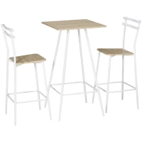 HOMCOM 3-Piece Dining Table and Chairs Set with Footrest, White(m-1)