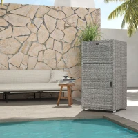 Outsunny Outdoor Towel Rack for Pool w/ Drawer & Cabinet, Gray(m-10)