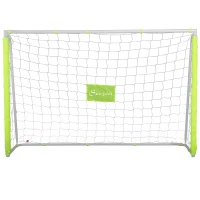 Soozier 6ft x 4ft Soccer Goal Net with Metal Frame, PE Mesh, Ground Stakes, Easy Assembly, Yellow(m-2)