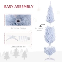 HOMCOM 8ft Unlit Pencil Artificial Christmas Tree with Realistic Branches and 618 Tips, Plastic Base, White(m-7)