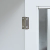 HOMCOM Sideboard, Buffet Cabinet with 4 Tempered Glass Doors, Stripe Pattern and Adjustable Storage Shelf, Credenza, White(m-8)