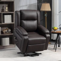 HOMCOM Lift Chair for Seniors, PU Leather Upholstered Electric Recliner Chair with Remote, Side Pockets, Quick Assembly, Brown(m-8)