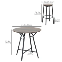 HOMCOM 5-Piece Bar Table and Chairs Set, Space Saving Dining Table with 4 Stools for Pub & Kitchen, Dark Brown(m-3)
