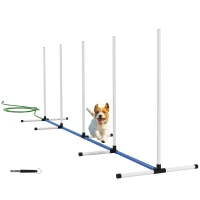PawHut 2PCs Dog Agility Kit with Weave Poles, Spray Water Tube, Whistle, Carry Bag, White(m-11)