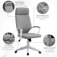 Vinsetto Ergonomic Home Office Chair High Back Computer Desk Chair with Lumbar Back Support, Padded Armrests, Adjustable Height, Grey(m-8)