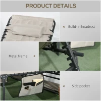 Outsunny Folding Chaise Lounge Set with Reclining Back, 25.6" x 74" x 14.2", Khaki(m-5)