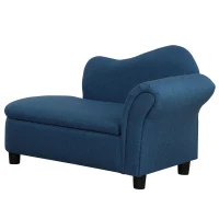 Qaba Kids Sofa, Toddler Couch with Storage Compartment, Children Chaise Lounge, Armrest Chair for Preschool for Kids Room, Kindergarten, Eucalyptus Wood, Blue(m-11)