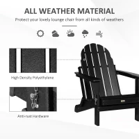 Outsunny Folding Adirondack Chair, HDPE Fire Pit Chair, Weather Resistant Outdoor Chair for Patio, Garden, Backyard, Lawn, Black(m-6)