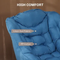 HOMCOM Modern Accent Chair, Armchair with Side Pockets and Solid Steel Legs, Comfy Reading Chair for Living Room, Bedroom, Blue(m-4)