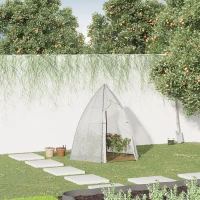 Outsunny 63" x 54" x 71" Tent-Style Mini Greenhouse, Portable Hot House for Plants with Zipper Roll Up Door and Window for Outdoor, Garden, Patio, White(m-2)