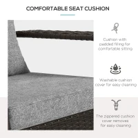 Outsunny Patio Wicker Adirondack Chair, Outdoor Rattan Muskoka Chair with Cushions for Patio, Garden, Backyard, Grey(m-5)