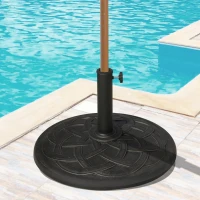 Outsunny 42 lbs Resin Round Market Umbrella Base Holder 22" Decorative Parasol Stand for Patio, Outdoor, Backyard, Bronze(m-8)