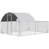 PawHut Large Chicken Coop Metal Chicken Run for Chickens with Waterproof and Anti-UV Cover, Dome Shaped Walk in Fence Cage Hen House for Outdoor and Yard Farm Use, 1" Dia, 12.5' x 9.2' x 6.4'(m-11)
