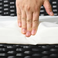 Outsunny 4 PE Rattan Outdoor Dining Chairs with Cushions, Patio Wicker Dining Chairs with Backrest, Black(m-9)