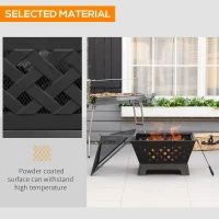 Outsunny 26 Inch Outdoor Fire Pits, Bonfire Wood Burning Firepit Bowl, Camping Fire Pit with Spark Screen Cover, Poker for Patio, or Backyard, Black(m-5)