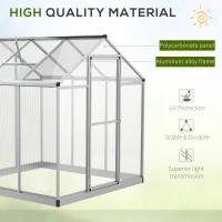 Outsunny 6' L x 6' W Walk-In Polycarbonate Greenhouse with Roof Vent for Ventilation & Rain Gutter for Winter(m-4)