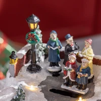 HOMCOM Christmas Village, Choir Animated Winter Wonderland Set with Multicolored LED Light, Battery Operated Christmas Decoration(m-9)