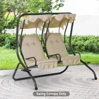 Outsunny 84A-052 Series 2-Seater Swing Canopy Replacement Top Cover, Beige(m-2)