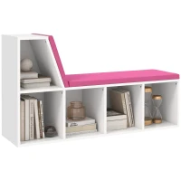 HOMCOM Multi-Purpose Bookshelf with 5 Cubes, 5-Cubby Bookcase with Cushioned Reading Nook and Storage Shelves, Pink(m-2)