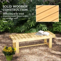 Outsunny 43" Wood Outdoor Bench, 2 Person Patio Bench, Backless Outdoor Patio Loveseat with Slatted Seat for Park, Backyard, Lawn, Natural Wood(m-5)