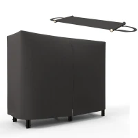 Outsunny 4ft Outdoor Firewood Rack with Cover and Carrier, Adjustable Wood Storage Holder, Indoor Outdoor Log Rack, Black(m-2)