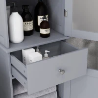 kleankin Tall Bathroom Cabinet, Narrow Storage Cabinet with Acrylic Door, Drawer, and 3 Shelves, Gray(m-8)