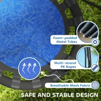 Qaba 24 inch Saucer Tree Swing Set for Kids with Adjustable Hanging Ropes for Outdoor, Backyard, Blue(m-4)