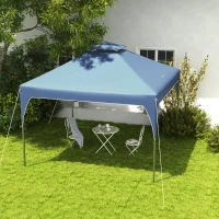 Outsunny 10'x10' Pop Up Canopy, Easy Set Up Party Tent with 2 Tier Vented Roof and Carrying Bag for Outdoor, Garden, Camping, Blue(m-1)