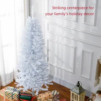 HOMCOM 5FT Pencil Christmas Tree, Artificial Christmas Tree with Automatic Open for Home Party, White(m-4)
