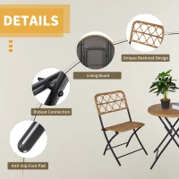 Outsunny 3PC Rattan Wicker Bistro Set w/ Folding Design, Hand Woven Rattan Table and Chairs for Outdoor, Natural(m-6)