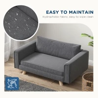 PawHut Raised Dog Sofa, Elevated Pet Sofa for Small and Medium Dogs with Removable Seat and Back Cushions, Anti-Slip Pads, Gray(m-6)
