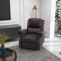 HOMCOM Swivel Recliner Chair, Reclining Sofa, PU Leather Rocker with Thick Padded Back and Seat for Living Room, Brown(m-8)