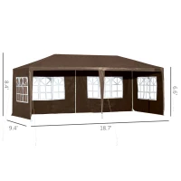Outsunny 18.7' x 9.4' Party Tent, Portable Folding Wedding Tent, Garden Canopy Event Shelter, Outdoor Sunshade with 4 Removable Sidewalls, Coffee(m-3)